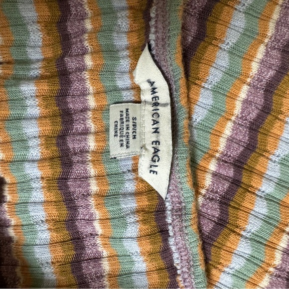 American Eagle Striped Multicolor Stretchy Button Front Tube Top Size S 90s Y2k - Picture 5 of 5